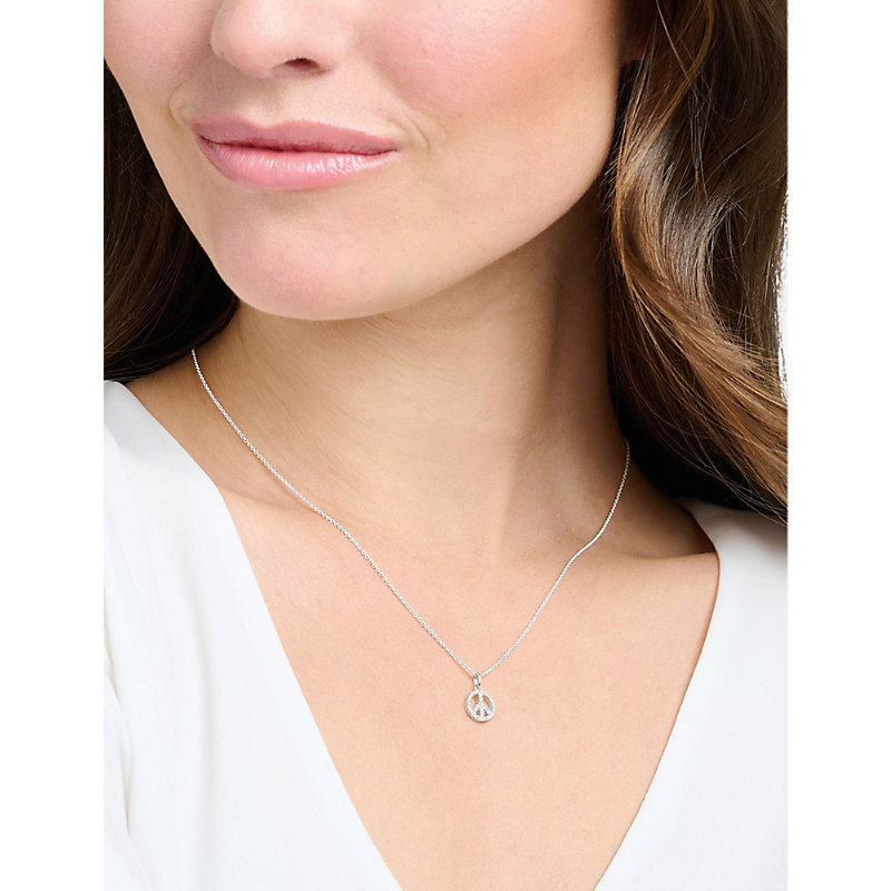 Shop Thomas Sabo Womens White Peace Sterling Silver And Zirconia Necklace