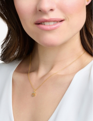 Thomas Sabo Colourful Stones Peace 18ct Yellow Gold-plated Sterling Silver And Zirconia Necklace In Multicoloured