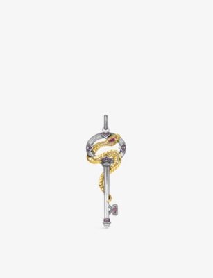 Thomas Sabo Women's Multicoloured Snake And Key 18ct Yellow Gold-plated Sterling Silver, Zirconia An