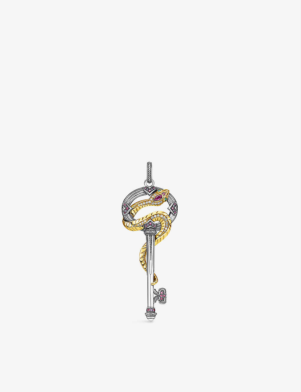 Thomas Sabo Women's Multicoloured Snake And Key 18ct Yellow Gold-plated Sterling Silver, Zirconia An