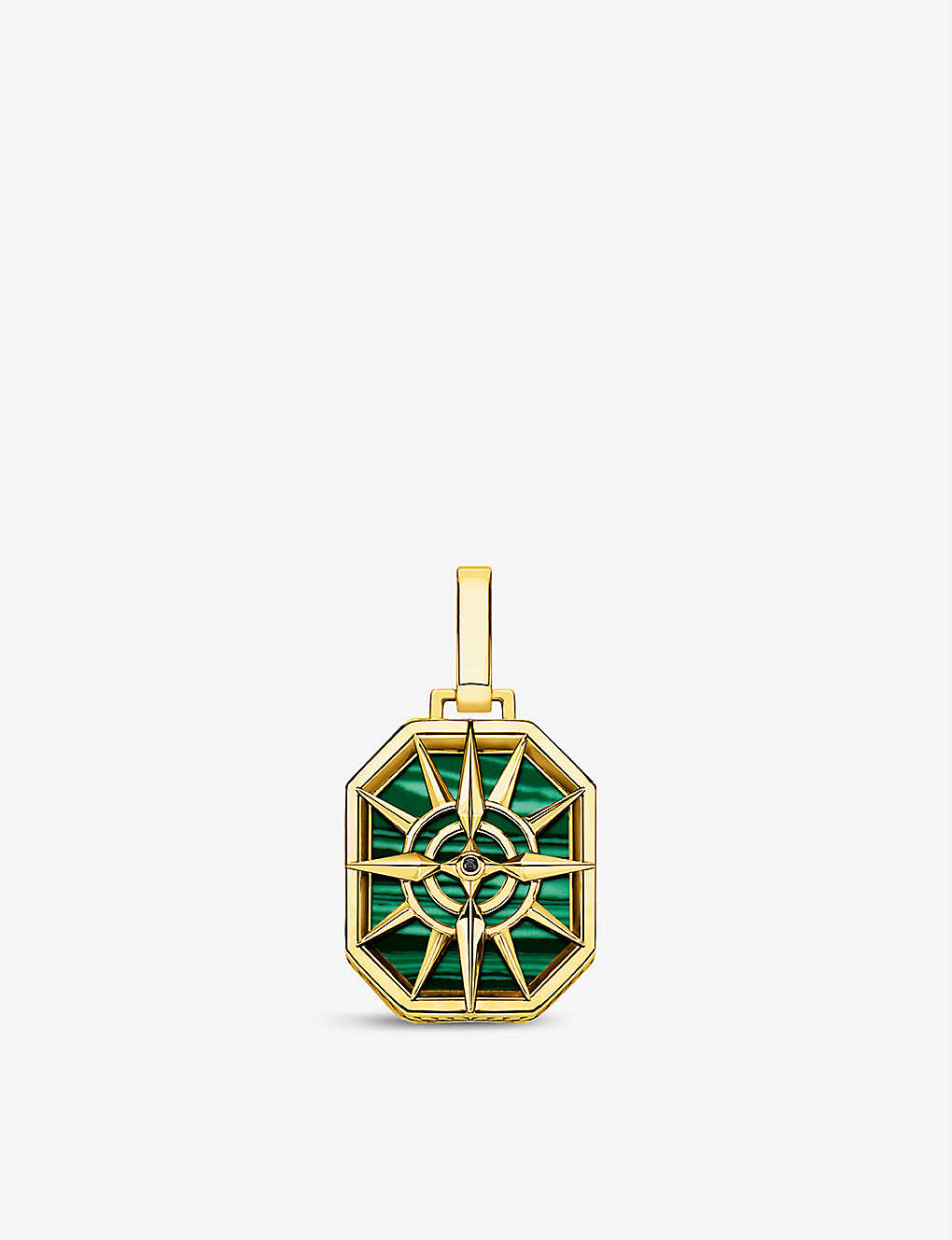 Thomas Sabo Women's Green Rebel At Heart Compass Star 18ct Yellow Gold-plated Sterling Silver, Zirco