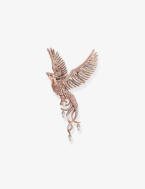 THOMAS SABO: Rising Phoenix 18ct rose gold-plated sterling silver, zirconia and pearl pendant