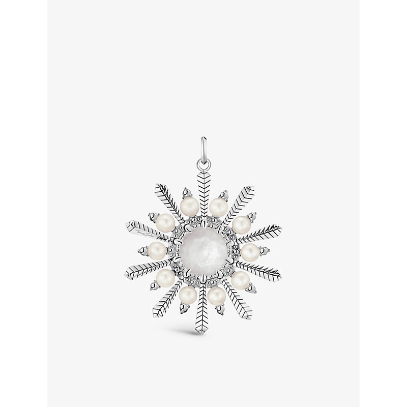 Shop Thomas Sabo Women's White Winter Sun Rays Sterling Silver, Zirconia, Milky Quartz And Pearl Pendant