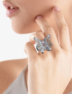 THOMAS SABO: Butterfly sterling silver, zirconia and mother-of-pearl ring
