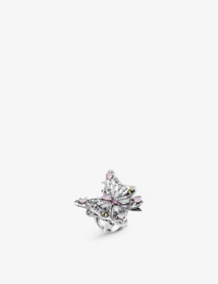 Thomas Sabo Women's Multicoloured Butterfly Sterling Silver, Zirconia And Mother-of-pearl Ring