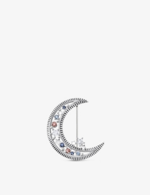 Thomas Sabo Womens Multicoloured Crescent Moon Sterling-silver And Zirconia Brooch