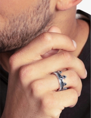 THOMAS SABO: Crown blackened sterling-silver and zirconia ring
