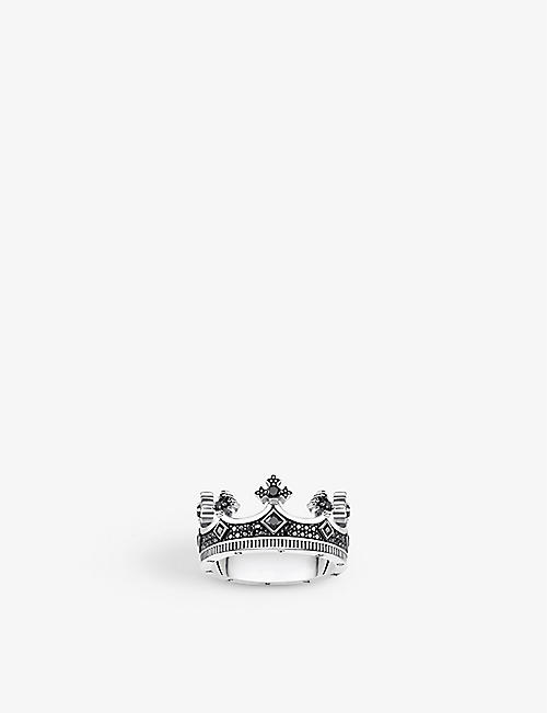 THOMAS SABO: Crown blackened sterling-silver and zirconia ring
