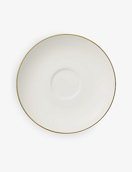 VILLEROY & BOCH: Anmut Gold bone-porcelain coffee and tea cup saucer 15cm