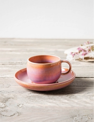 Shop Villeroy & Boch Perlemor Coral Glazed-effect Porcelain Espresso Cup Saucer 12cm