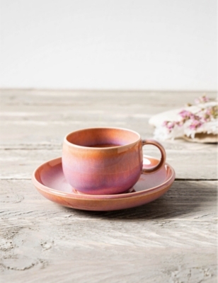 Villeroy & Boch Perlemor Coral Glazed-effect Porcelain Espresso Cup Saucer 12cm