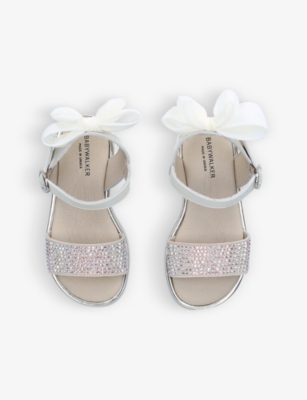 BABYWALKER: Bow Back swarovski crystal-embellished leather sandals 9 months- 2 years