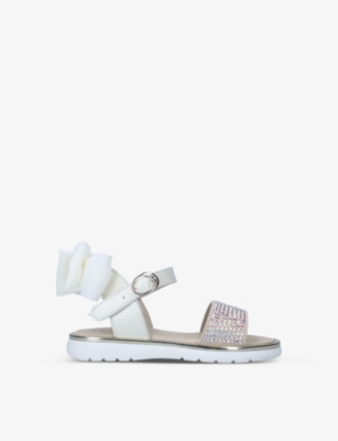 BABYWALKER: Bow Back swarovski crystal-embellished leather sandals 9 months- 2 years