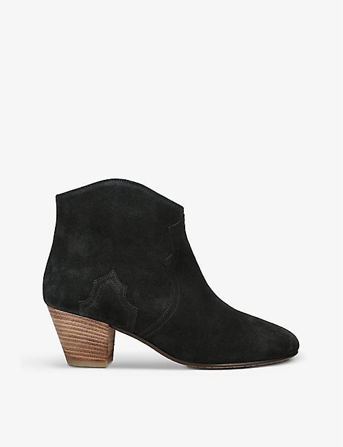 ISABEL MARANT: Dicker contrast-sole suede heeled ankle boots