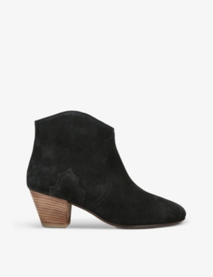 Isabel Marant Womens Black Dicker Contrast-sole Suede Heeled Ankle Boots