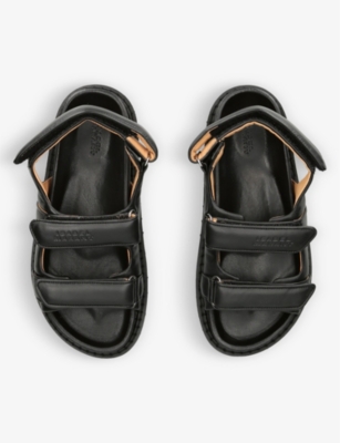 Shop Isabel Marant Madee Logo-embossed Leather Sandals In Black