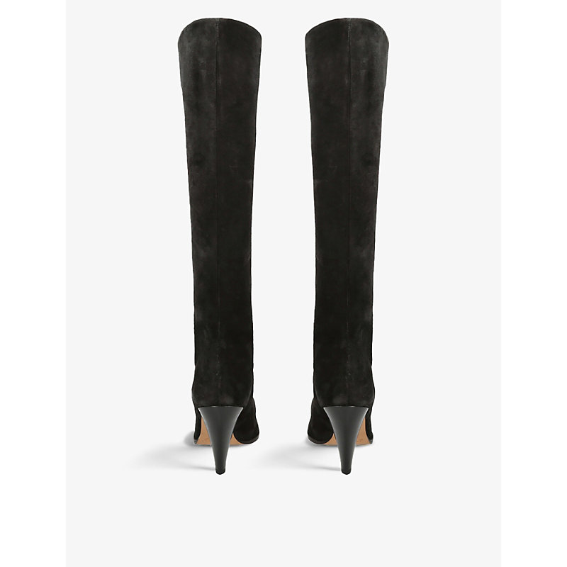 Shop Isabel Marant Women's Black Ririo High-leg Suede Heeled Boots