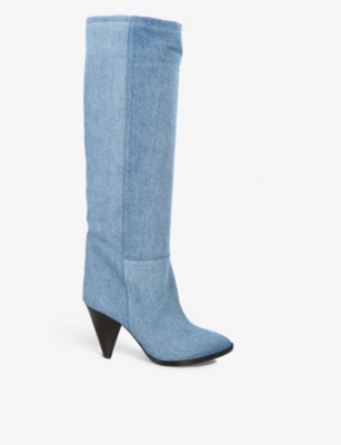 Isabel Marant 90mm Ririo-gb Denim Tall Boots In Blue