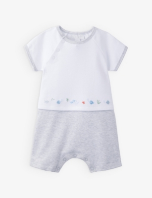 THE LITTLE WHITE COMPANY Under the Sea organiccotton short sleepsuit