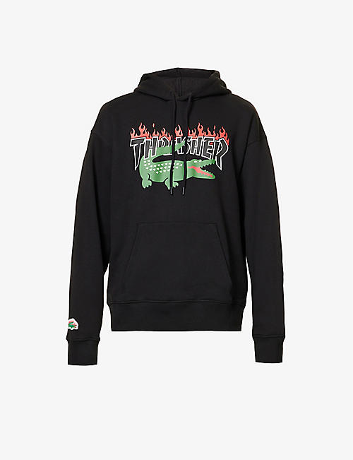LACOSTE: Lacoste x Thrasher graphic-print cotton-jersey hoody