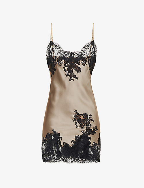 MARJOLAINE: Pearl lace-embellished silk nightdress
