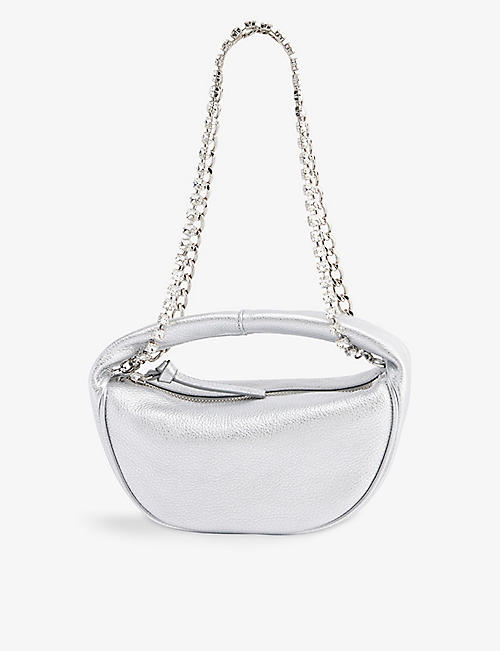 BY FAR: Baby Crush crystal-embellished leather shoulder bag