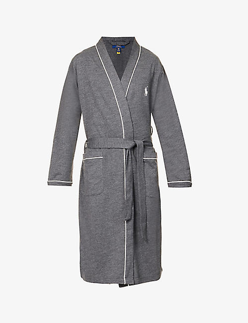 POLO RALPH LAUREN: Brand-embroidered relaxed-fit cotton-blend robe