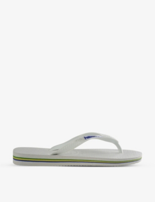 Shop Havaianas Womens White Brasil-flag And Logo Rubber Flip-flops