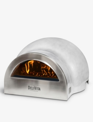 DELIVITA - Silver Deluxe stainless-steel and stone wood-fire pizza oven  75cm | Selfridges.com