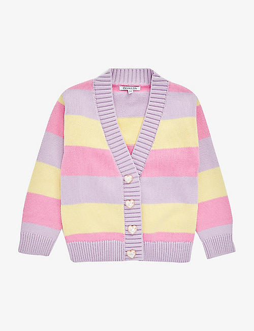 OLIVIA RUBIN: Mika striped cotton knitted cardigan 4-13 years