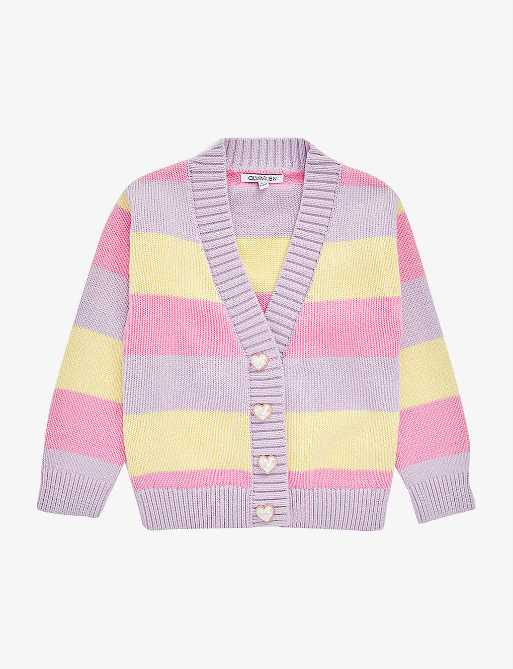 Olivia Rubin Girls Pastel Stripe Kids Mika Striped Cotton Knitted Cardigan 4-13 Years
