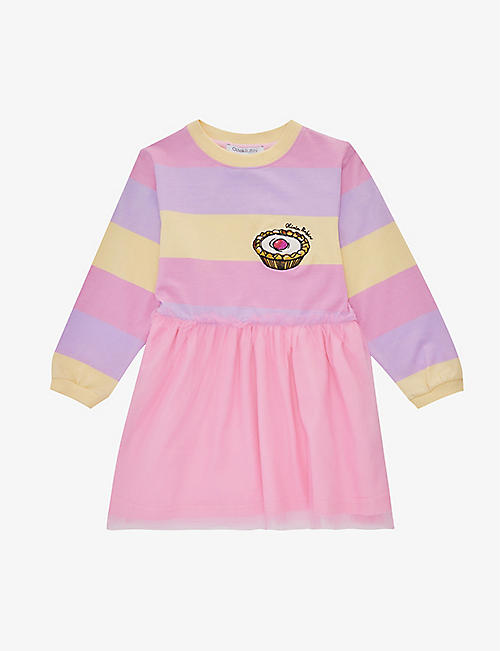 OLIVIA RUBIN: Hilary striped cotton-blend and tulle mini dress 2-13 years
