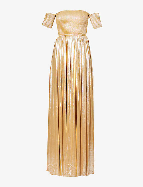 CAROLINE CONSTAS: Evangelia shirred woven maxi dress
