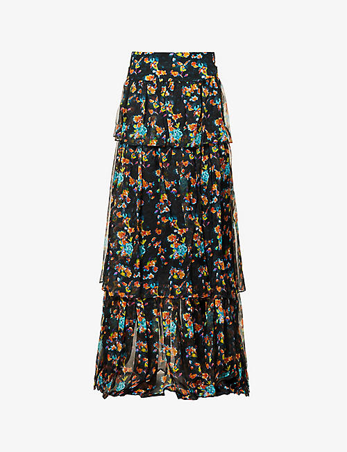 CAROLINE CONSTAS: Osanna floral-print silk maxi skirt