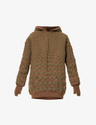 Isa Boulder Illusion Quilted Hooded Sweatshirt In Swamp