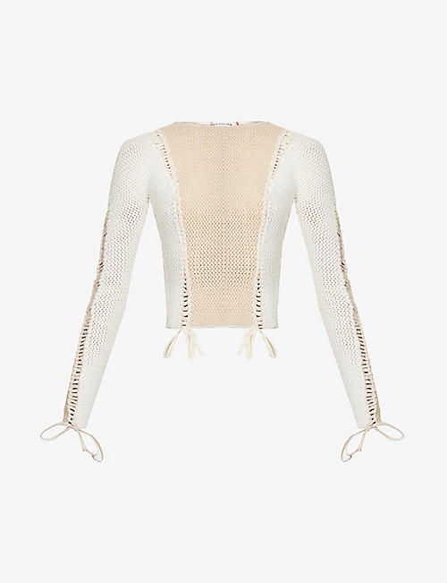 ISA BOULDER: Expand split-panel cotton knitted top