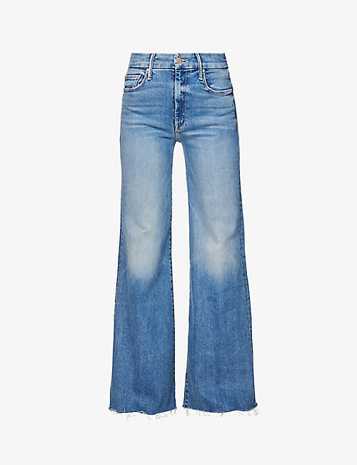 MOTHER: The Roller flared-leg frayed-hem organic-cotton jeans
