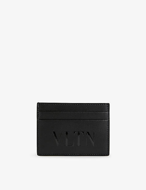 VALENTINO GARAVANI: Logo-print leather card holder