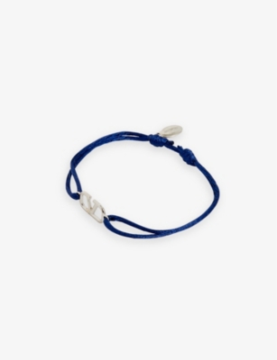 VALENTINO GARAVANI VALENTINO GARAVANI MENS AVIO VLOGO PALLADIUM-PLATED BRASS AND CORD BRACELET,62630338