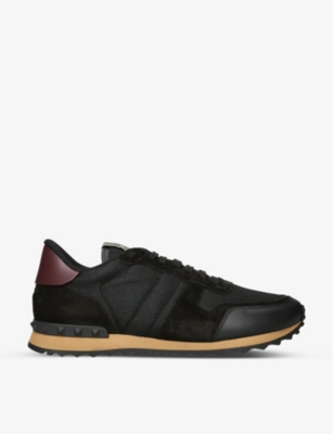 Valentino Garavani Mens Blk/other Rockrunner Leather, Suede And Mesh Low-top Trainers