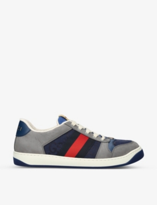 Shop Gucci Screener Monogram-print Canvas Trainers In Grey/light