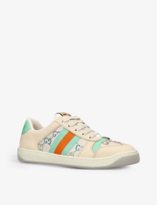 GUCCI Screener monogram-print leather and canvas low-top trainers