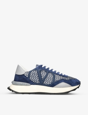 VALENTINO GARAVANI: VLOGO Netrunner suede and mesh low-top trainers