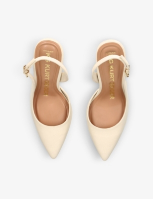 Kg Kurt Geiger Womens Bone Aria Pointed-toe Sling-back Leather Courts In White