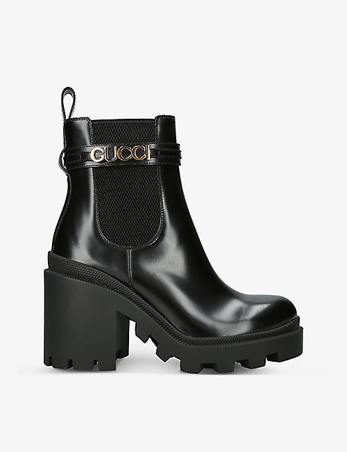 GUCCI: Trip branded leather ankle boot