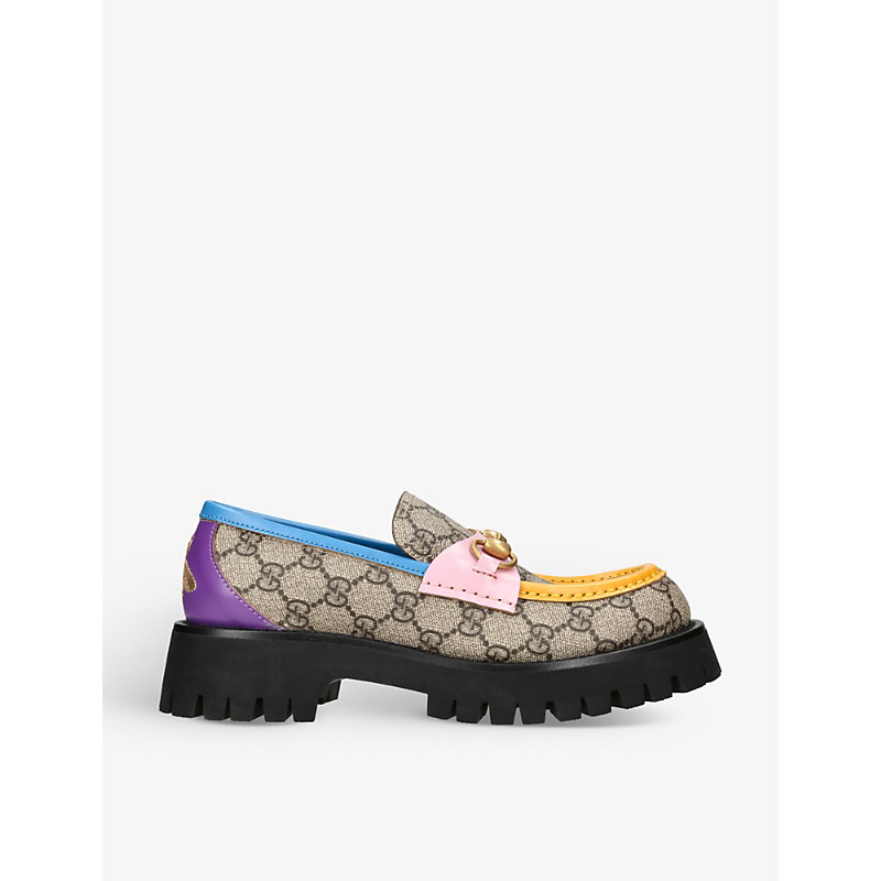 GUCCI GG MONOGRAM-EMBELLISHED CANVAS AND LEATHER LOAFERS,62635562