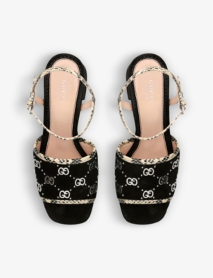 GUCCI Janaya monogram-embellished suede sandals