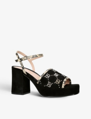 GUCCI Janaya monogram-embellished suede sandals