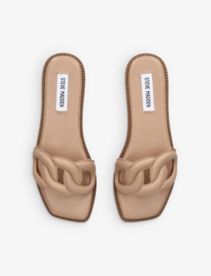 Steve Madden Womens Beige Stash Cut-out Faux-leather Sandals In Beige