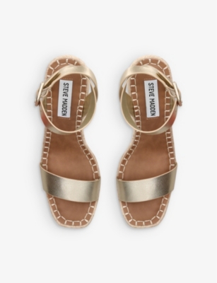STEVE MADDEN WOMENS GOLD UPSTAGE METALLIC-LEATHER WEDGES EUR 37 / 4 UK 62636576